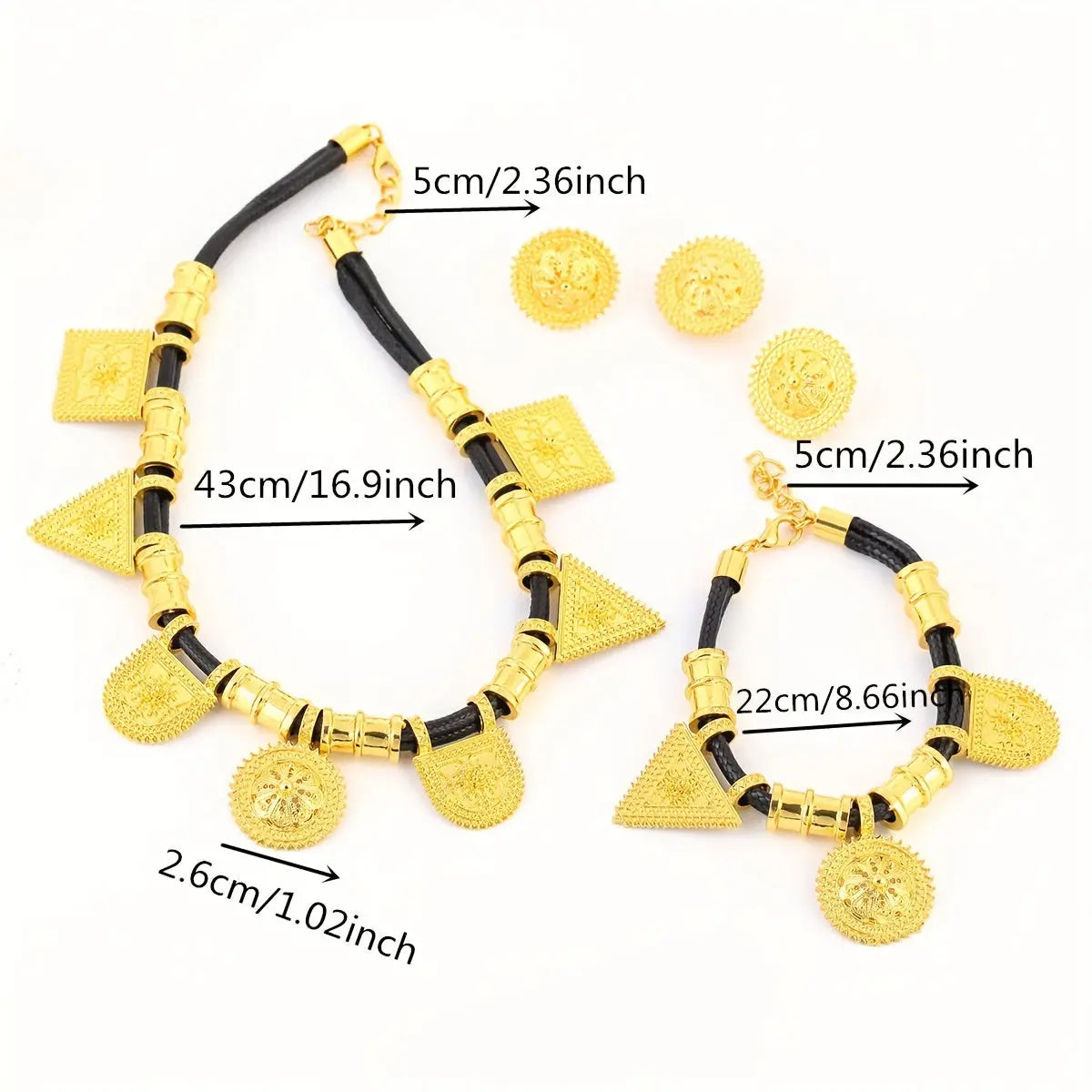 ETHYLIN 24K Gold Plated Ethiopian Heritage Jewelry Set: Timeless Habesha Bridal Elegance with Sport-Inspired Alloy Detailing for Weddings, Daily Wear & Year-Round Gifting Glamor n Glow