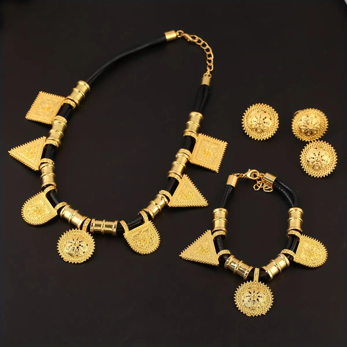ETHYLIN 24K Gold Plated Ethiopian Heritage Jewelry Set: Timeless Habesha Bridal Elegance with Sport-Inspired Alloy Detailing for Weddings, Daily Wear & Year-Round Gifting Glamor n Glow