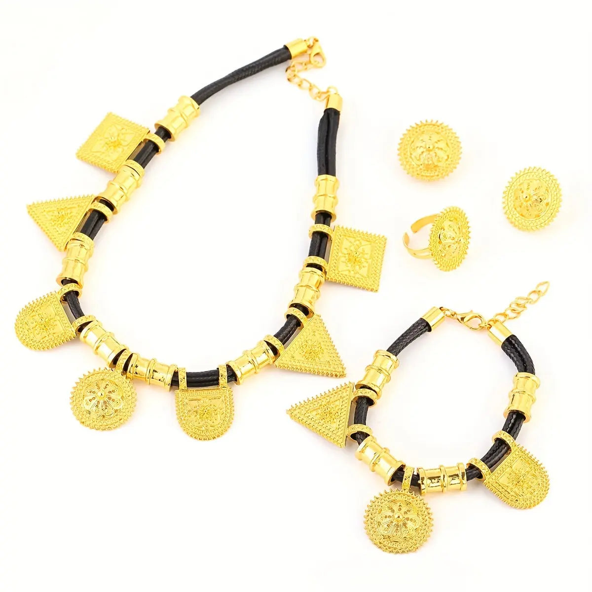 ETHYLIN 24K Gold Plated Ethiopian Heritage Jewelry Set: Timeless Habesha Bridal Elegance with Sport-Inspired Alloy Detailing for Weddings, Daily Wear & Year-Round Gifting Glamor n Glow