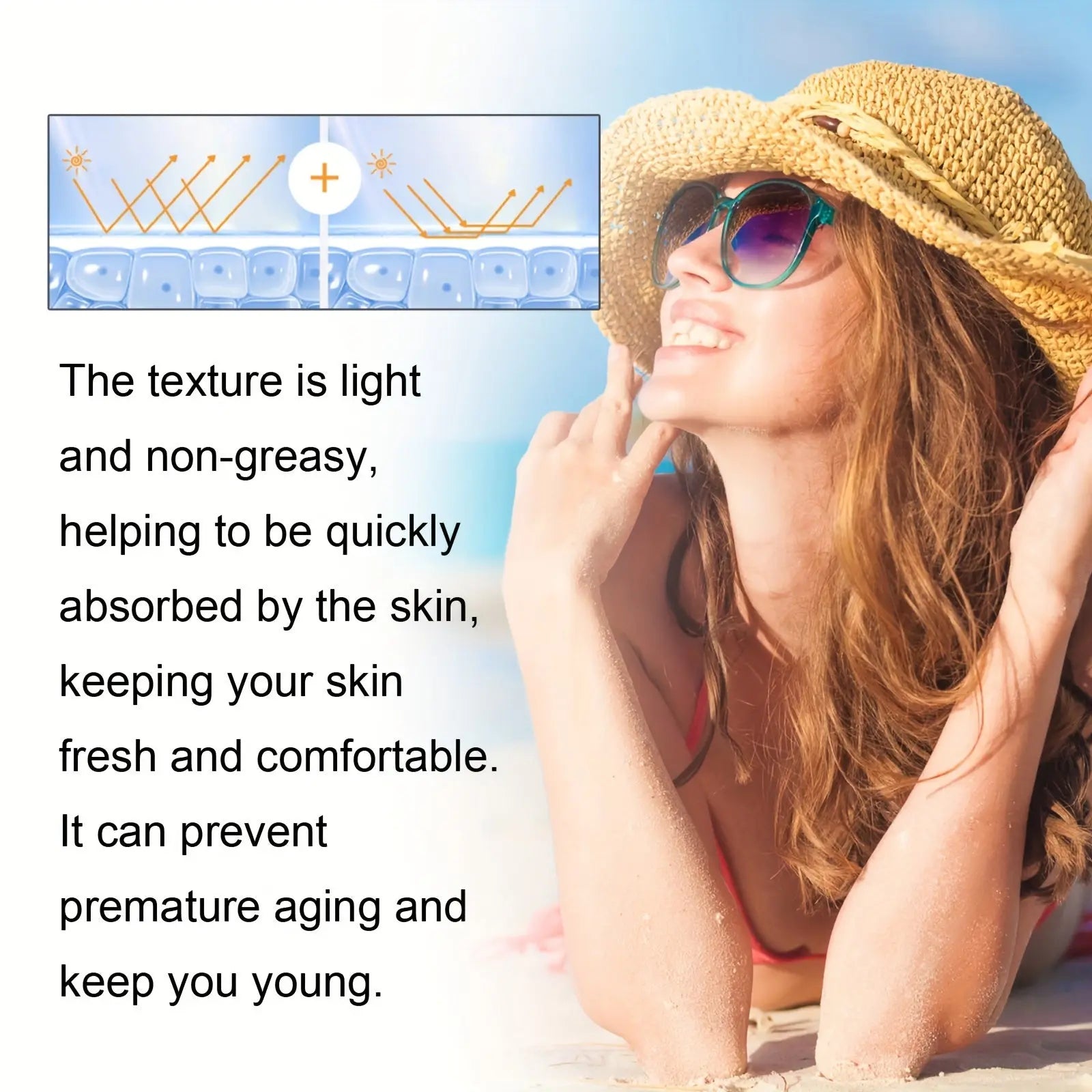 OUHOE SPF 100 Sunscreen Lotion with Vitamin E & Hyaluronic Acid – Broad Spectrum UVA/UVB Protection, Moisturizing & Refreshing, Non-Sticky Alcohol-Free Formula for All Skin Types – 50g/1.76 fl.oz - Glamor n Glow