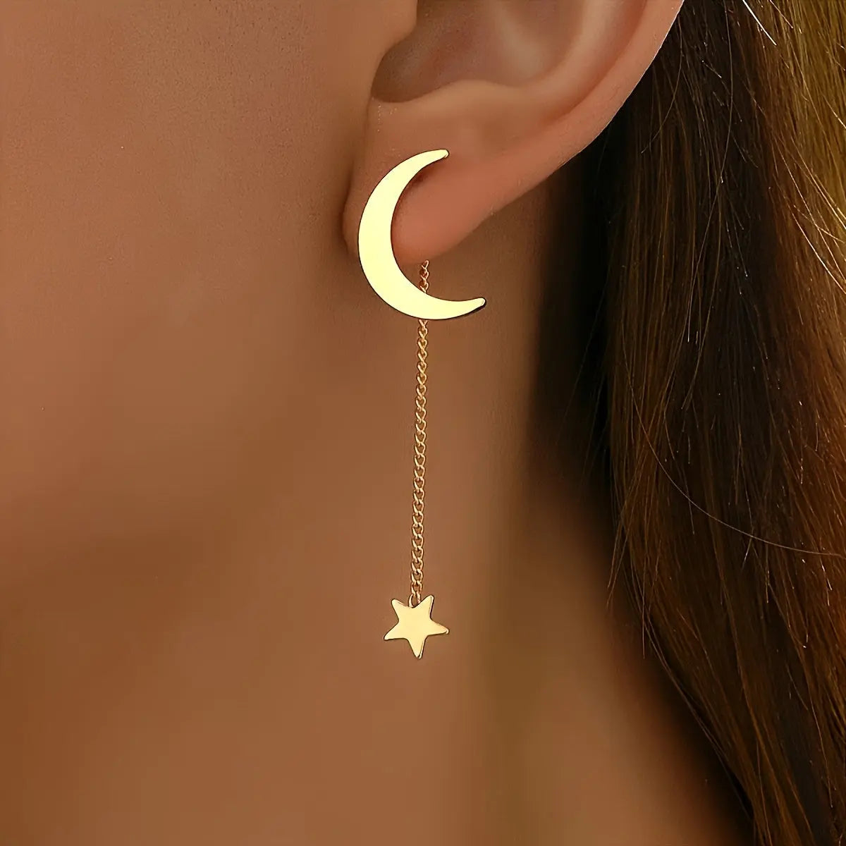 1 Pair of Delicate And Elegant Tassel Star Moon Drop Earrings, Gift for Eid, Ramadan and Daily Wear Glamor n Glow