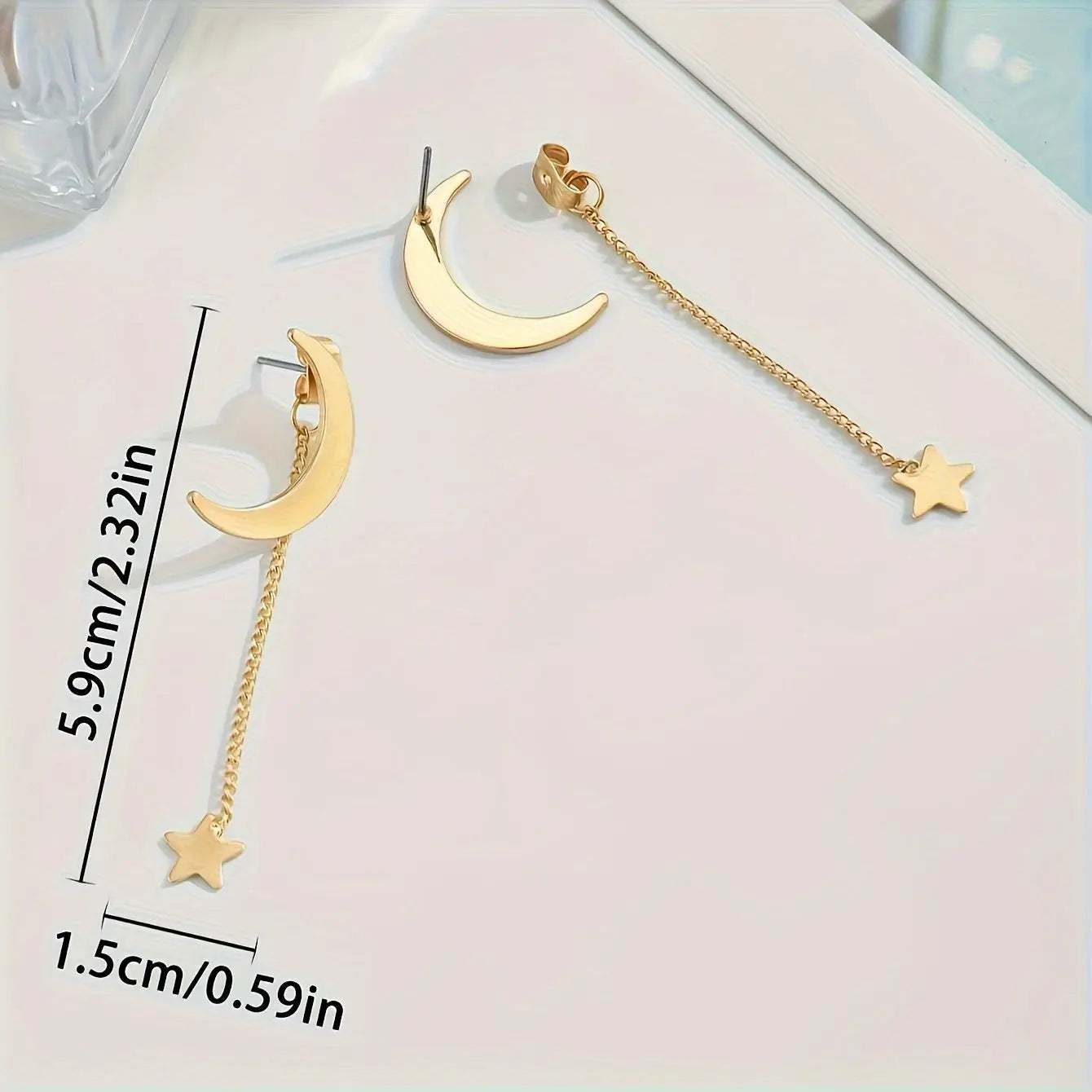 1 Pair of Delicate And Elegant Tassel Star Moon Drop Earrings, Gift for Eid, Ramadan and Daily Wear Glamor n Glow