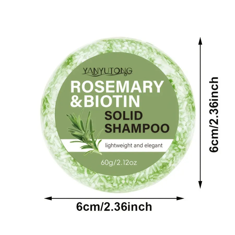 2pc Rosemary & Biotin Solid Shampoo Set - Deep Cleansing, Oil-Control, Moisturizing, Rich Lather, Refreshingly Non-Greasy, Plant-Based Shampoo for All Hair Types, Hair Care Essentials | Herbal Hair Care | Moisturizing Shampoo Glamor n Glow